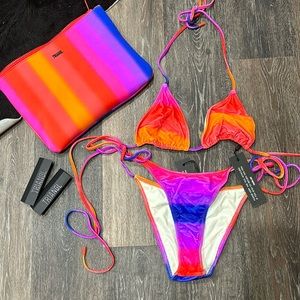 triangl swimwear Neon Ombre Pink Orange Blue Triangle Bikini